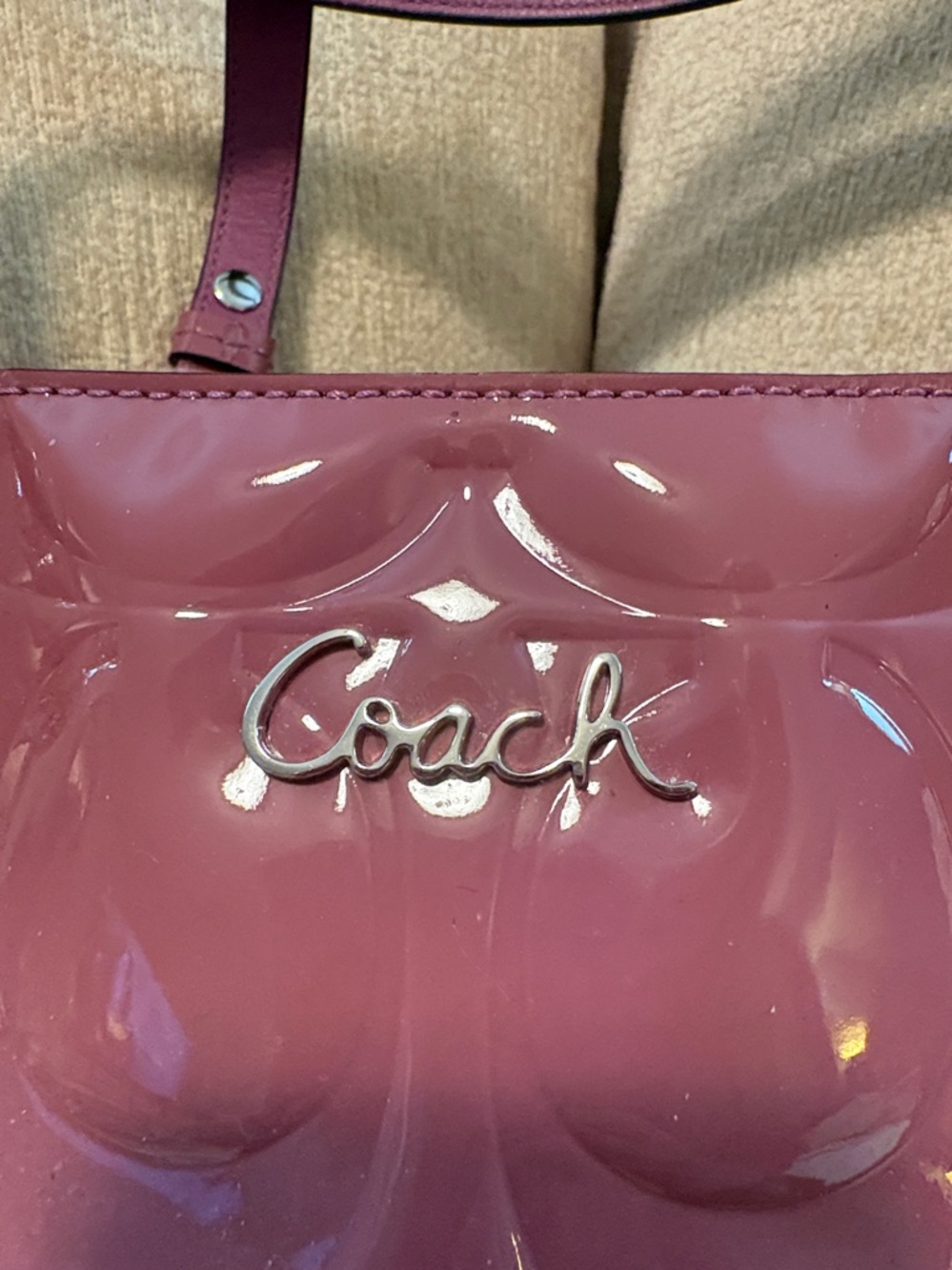 Coach Patent Leather Tote in Berry Pink - Picture 3 of 17